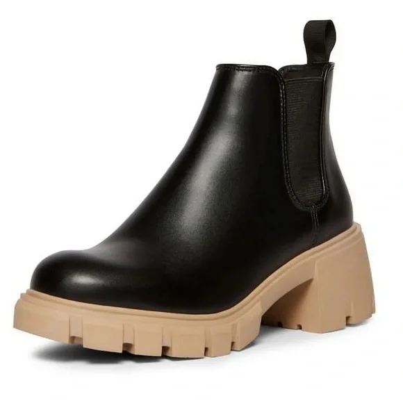 Steve Madden Howler Women Black & Tan Chelsea Lug Sole Ankle Boots Size 9.5 NEW - Picture 1 of 13